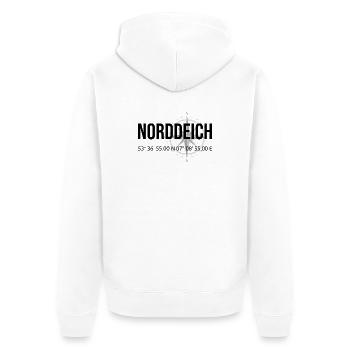 Koordinaten Norddeich - Unisex Premium Bio Zip Hoodie - Weiß - Hinten - Thijin (182cm)