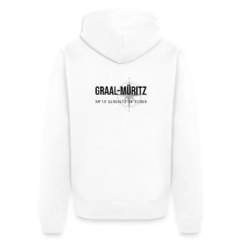 Koordinaten Graal Müritz - Unisex Premium Bio Zip Hoodie - Weiß - Hinten - Thijin (182cm)