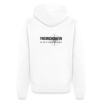 Koordinaten Friedrichshafen - Unisex Premium Bio Zip Hoodie - Weiß - Hinten - Thijin (182cm)