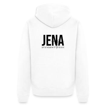 Koordinaten Jena - Unisex Premium Bio Zip Hoodie - Weiß - Hinten - Thijin (182cm)