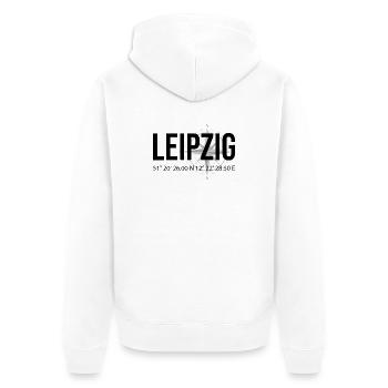 Koordinaten Leipzig - Unisex Premium Bio Zip Hoodie - Weiß - Hinten - Thijin (182cm)