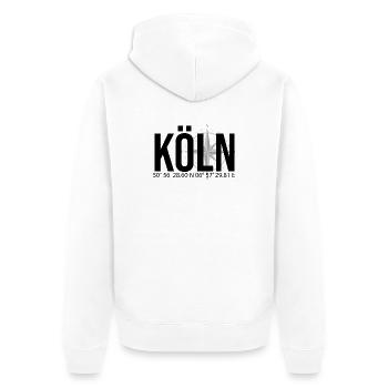 Koordinaten Köln - Unisex Premium Bio Zip Hoodie - Weiß - Hinten - Thijin (182cm)