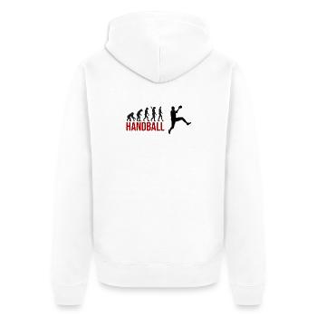 Evolution Handball - Unisex Premium Bio Zip Hoodie - Weiß - Hinten - Thijin (182cm)
