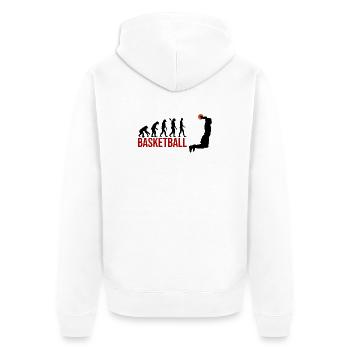 Evolution Basketball - Unisex Premium Bio Zip Hoodie - Weiß - Hinten - Thijin (182cm)