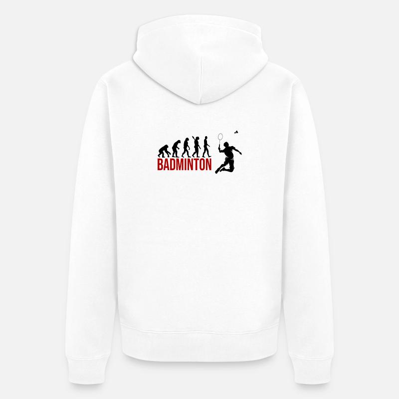 Evolution Badminton - Unisex Premium Bio Zip Hoodie - Weiß