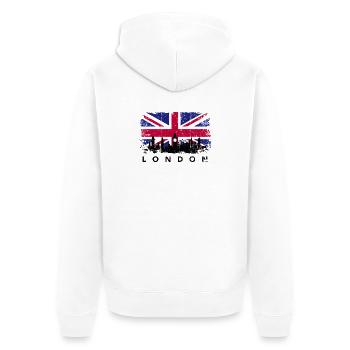 Silhouette de l’Union Jack Skyline - Veste à capuche bio Premium Unisexe - blanc - Dos - Thijin (182cm)