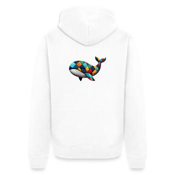 Harlequin whale - Unisex Premium Organic Zip Hoodie - white - Back - Thijin (182cm)