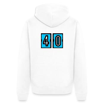 40. 40 ANS. 40e ANNIVERSAIRE. ANNIVERSAIRE 40 ANS. - Veste à capuche bio Premium Unisexe - blanc - Dos - Thijin (182cm)