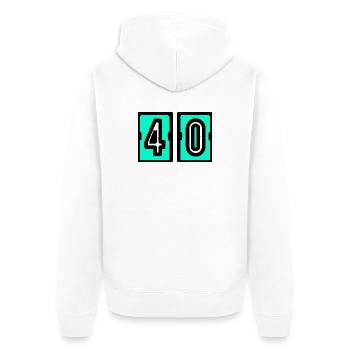40. 40 YEARS. 40th ANNIVERSARY. 40 YEARS ANNIVERSARY. - Unisex Premium Organic Zip Hoodie - white - Back - Thijin (182cm)