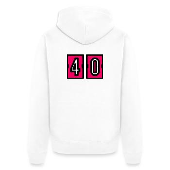 40. 40 YEARS. 40th ANNIVERSARY. 40 YEARS ANNIVERSARY. - Unisex Premium Organic Zip Hoodie - white - Back - Thijin (182cm)