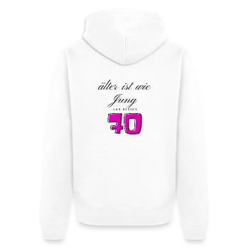 70. Geburtstag - Unisex Premium Bio Zip Hoodie - Weiß - Hinten - Thijin (182cm)