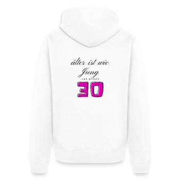 30. Geburtstag - Unisex Premium Bio Zip Hoodie - Weiß - Hinten - Thijin (182cm)
