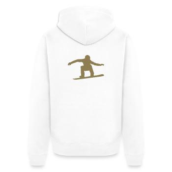 Snowboarder Silhouette Winter Sport Snow - Unisex Premium Organic Zip Hoodie - white - Back - Thijin (182cm)