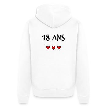 18. 18 ANS. 18e ANNIVERSAIRE. ANNIVERSAIRE 18 ANS. - Veste à capuche bio Premium Unisexe - blanc - Dos - Thijin (182cm)