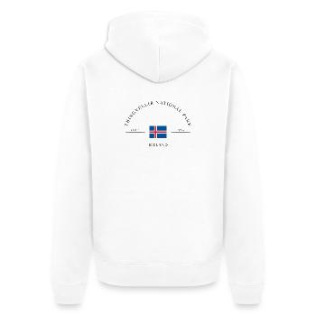 Thingvellir National Park – Souvenir &amp; Gift - Unisex Premium Organic Zip Hoodie - white - Back - Thijin (182cm)