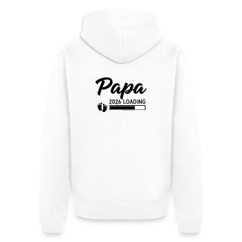 Papa 2026 Loading - Unisex Premium Bio Zip Hoodie - Weiß - Hinten - Thijin (182cm)