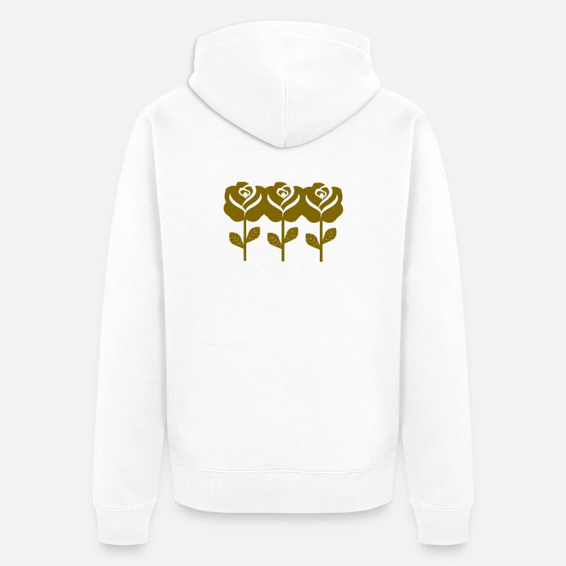 Motif graphique de roses dorées - Veste à capuche bio Premium Unisexe - blanc