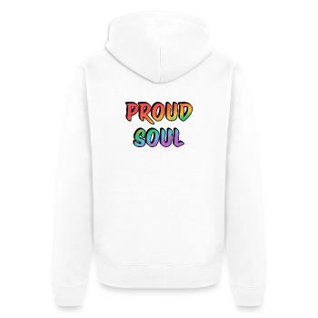 Stolze Seele Regenbogen Handschrift Typografie - Unisex Premium Bio Zip Hoodie - Weiß - Hinten - Thijin (182cm)