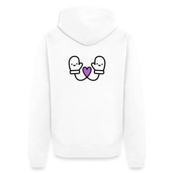 Süße Handschuhe mit Herz | Winter Liebe - Unisex Premium Bio Zip Hoodie - Weiß - Hinten - Thijin (182cm)