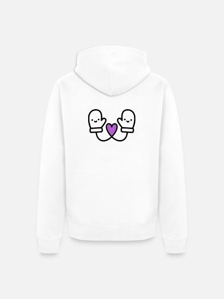 Cute Gloves with Heart | Winter Love - Unisex Premium Organic Zip Hoodie - white