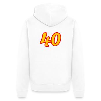 40. 40 ANS. 40e ANNIVERSAIRE. ANNIVERSAIRE 40 ANS. - Veste à capuche bio Premium Unisexe - blanc - Dos - Thijin (182cm)