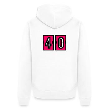 40. 40 ANS. 40e ANNIVERSAIRE. ANNIVERSAIRE 40 ANS. - Veste à capuche bio Premium Unisexe - blanc - Dos - Thijin (182cm)
