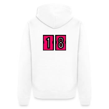 18. 18 ANS. 18e ANNIVERSAIRE. ANNIVERSAIRE 18 ANS. - Veste à capuche bio Premium Unisexe - blanc - Dos - Thijin (182cm)
