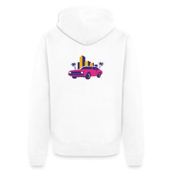 Retro Neon Skyline Limousine - Unisex Premium Organic Zip Hoodie - white - Back - Thijin (182cm)