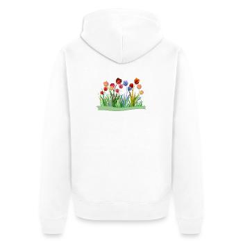 Imaginative colorful tulips on spring meadow - Unisex Premium Organic Zip Hoodie - white - Back - Thijin (182cm)