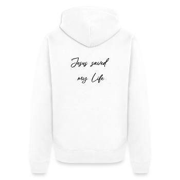 Jesus saved my Life - Saved by grace - Unisex Premium Organic Zip Hoodie - white - Back - Thijin (182cm)