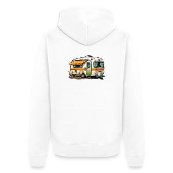 Retro Wohnwagen Campingzauber - Unisex Premium Bio Zip Hoodie - Weiß - Hinten - Thijin (182cm)