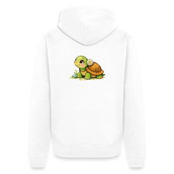 Turtle with Flower Cartoon - Unisex Premium Organic Zip Hoodie - white - Back - Thijin (182cm)