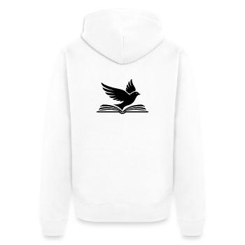 Silhouette d’oiseau de livre noir - Veste à capuche bio Premium Unisexe - blanc - Dos - Thijin (182cm)