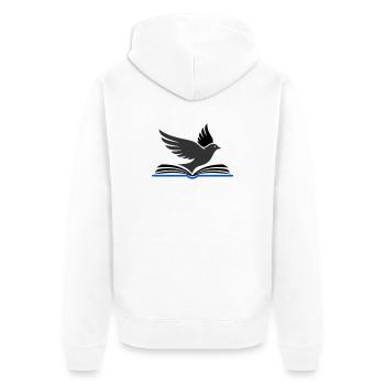 Vogel fliegt aus Buch - Unisex Premium Bio Zip Hoodie - Weiß - Hinten - Thijin (182cm)