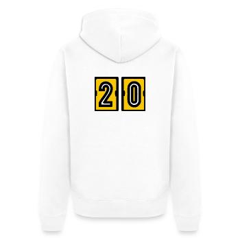 20. 20e ANNIVERSAIRE. ANNIVERSAIRE 20 ANS. 20 ANS. - Veste à capuche bio Premium Unisexe - blanc - Dos - Thijin (182cm)