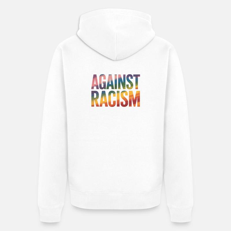 Gegen Rassismus – Antifa-Regenbogen-Tee - Unisex Premium Bio Zip Hoodie - Weiß