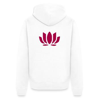 Fleur de lotus Fleur de lotus Fleur rouge Fleurs de nénuphar - Veste à capuche bio Premium Unisexe - blanc - Dos - Thijin (182cm)