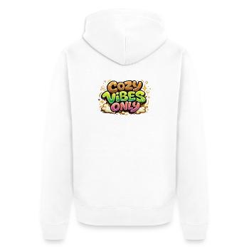 Ambiances chaleureuses uniquement - Veste à capuche bio Premium Unisexe - blanc - Dos - Thijin (182cm)