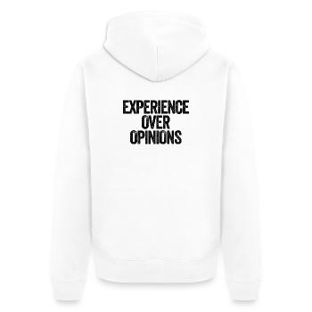 Expérience plutôt que opinions Grand-père sarcastique Grand-mère - Veste à capuche bio Premium Unisexe - blanc - Dos - Thijin (182cm)