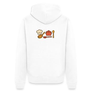 Koch mit Leidenschaft – Küche Liebe Genuss - Unisex Premium Bio Zip Hoodie - Weiß - Hinten - Thijin (182cm)