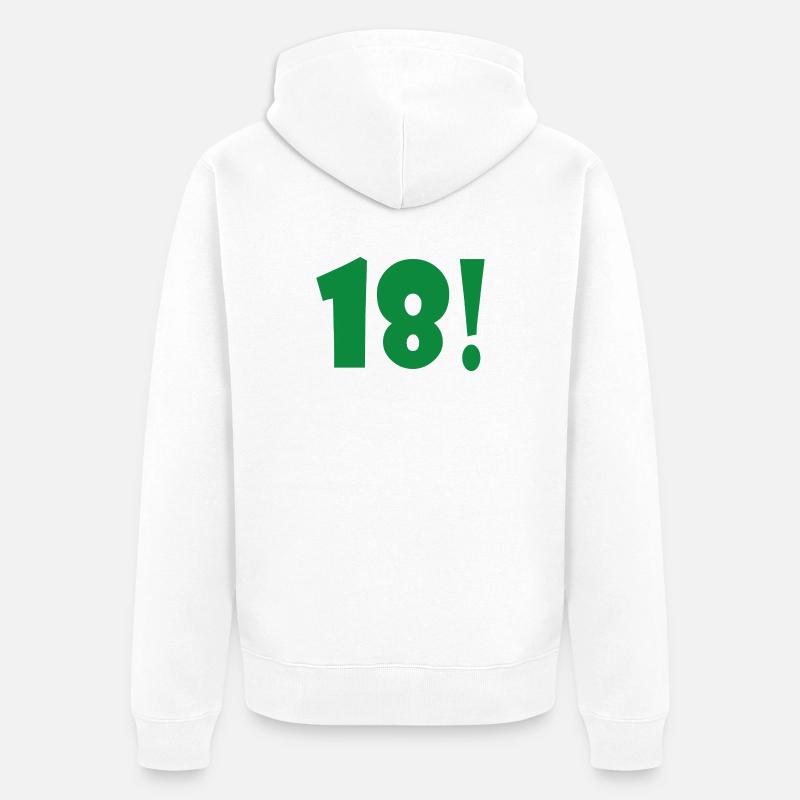 Vert 18 ! Impression exclusive - Veste à capuche bio Premium Unisexe - blanc