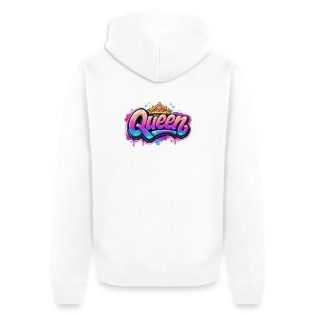 Queen Graffiti Kronen-Design - Unisex Premium Bio Zip Hoodie - Weiß - Hinten - Thijin (182cm)