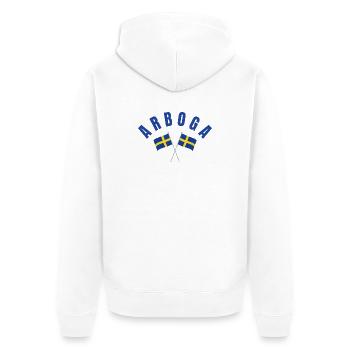 Arboga - drapeaux suédois - Veste à capuche bio Premium Unisexe - blanc - Dos - Thijin (182cm)