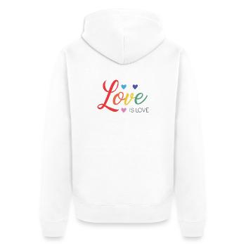 LGBT-Pride-Monat – Liebe ist Liebe - Unisex Premium Bio Zip Hoodie - Weiß - Hinten - Thijin (182cm)