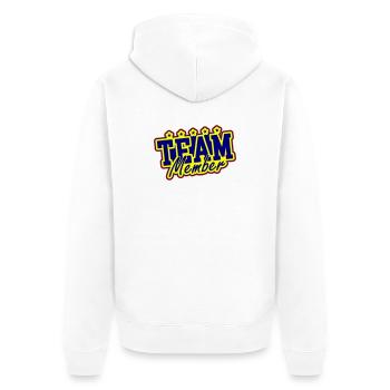 Team Mitglied - Unisex Premium Bio Zip Hoodie - Weiß - Hinten - Thijin (182cm)