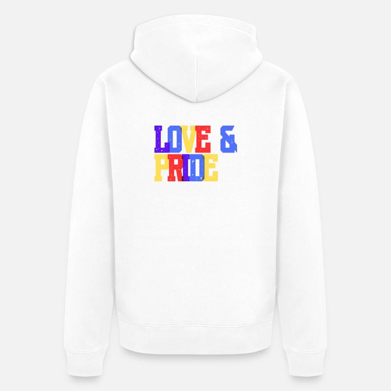 Arc-en-ciel Amour et Fierté - Veste à capuche bio Premium Unisexe - blanc