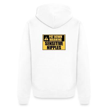 Palpation Alarm Sensitive Nipples Funnier - Unisex Premium Organic Zip Hoodie - white - Back - Thijin (182cm)