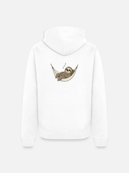 Faultier in der Hängematte - Unisex Premium Bio Zip Hoodie - Weiß