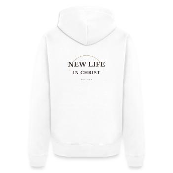 New Life in Christ Christian Design – Romans 6:4 - Unisex Premium Organic Zip Hoodie - white - Back - Thijin (182cm)