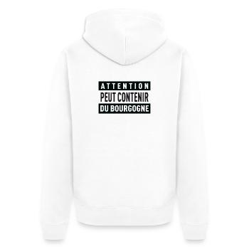 Attention Peut Contenir Du Bourgogne T-Shirt Ca... - Veste à capuche bio Premium Unisexe - blanc - Dos - Thijin (182cm)
